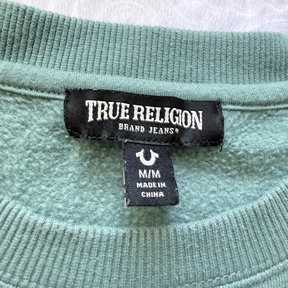 True Religion Green Crewneck Logo Sweatshirt Pullover Size M