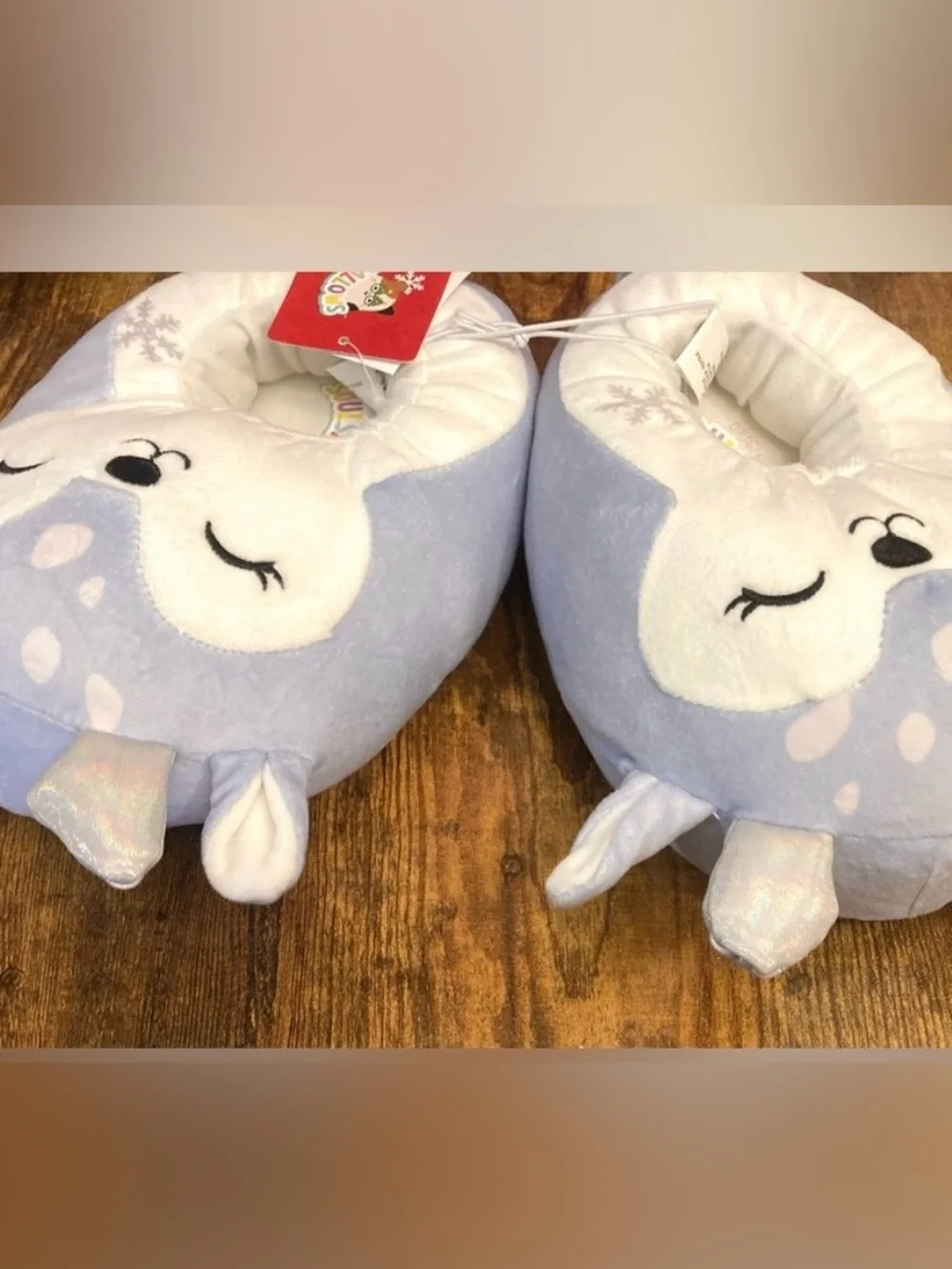 Squishmallows Kids' Deer Slippers - Light Blue Size 13-1 New