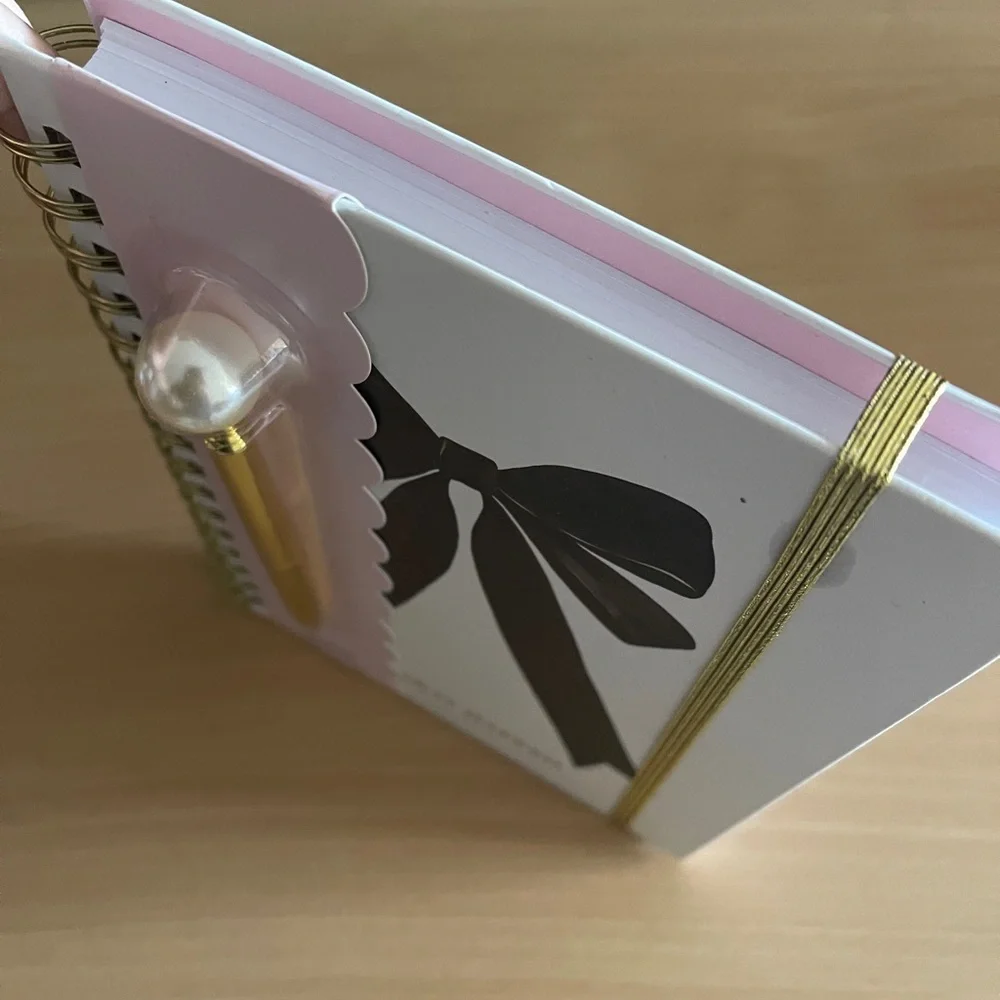 NWT Make it Happen Gold Pearl Pen with Black Bow Journal