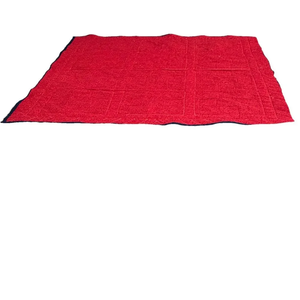 Red Blue White Patchwork Quilt Cottage Style 37 x 48 Rectangular