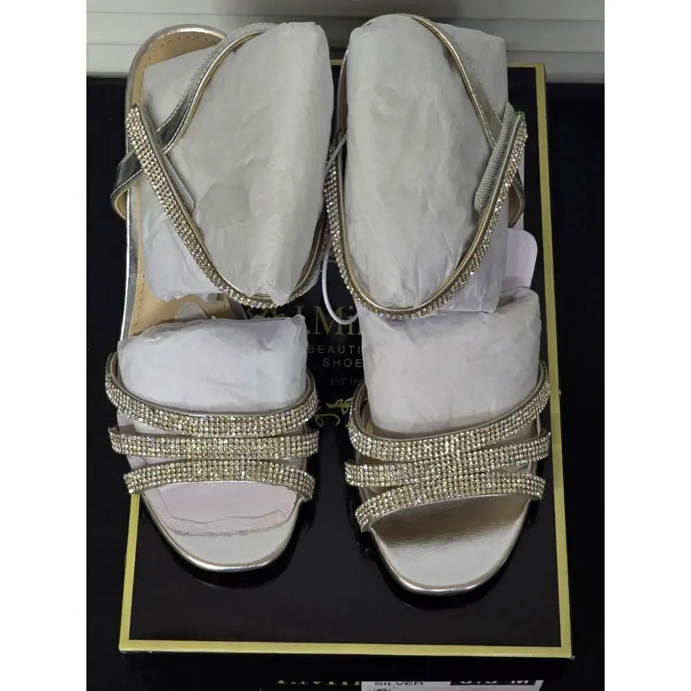I. Miller Allaine Shoes Sparkling Silver Strappy Sandals Silver Size 5.5M NWB