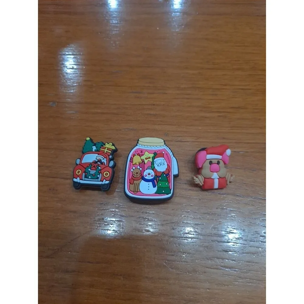 Lot Of 3 Christmas Holiday Themed Croc Charm‎ Jibz Yruck Reindeer Santa Jar