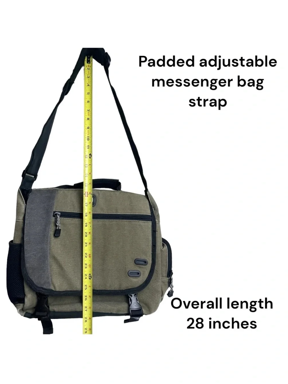 SwissGear Wenger Zinc Adjustable Messenger Bag w/Padded Laptop Compartment Olive