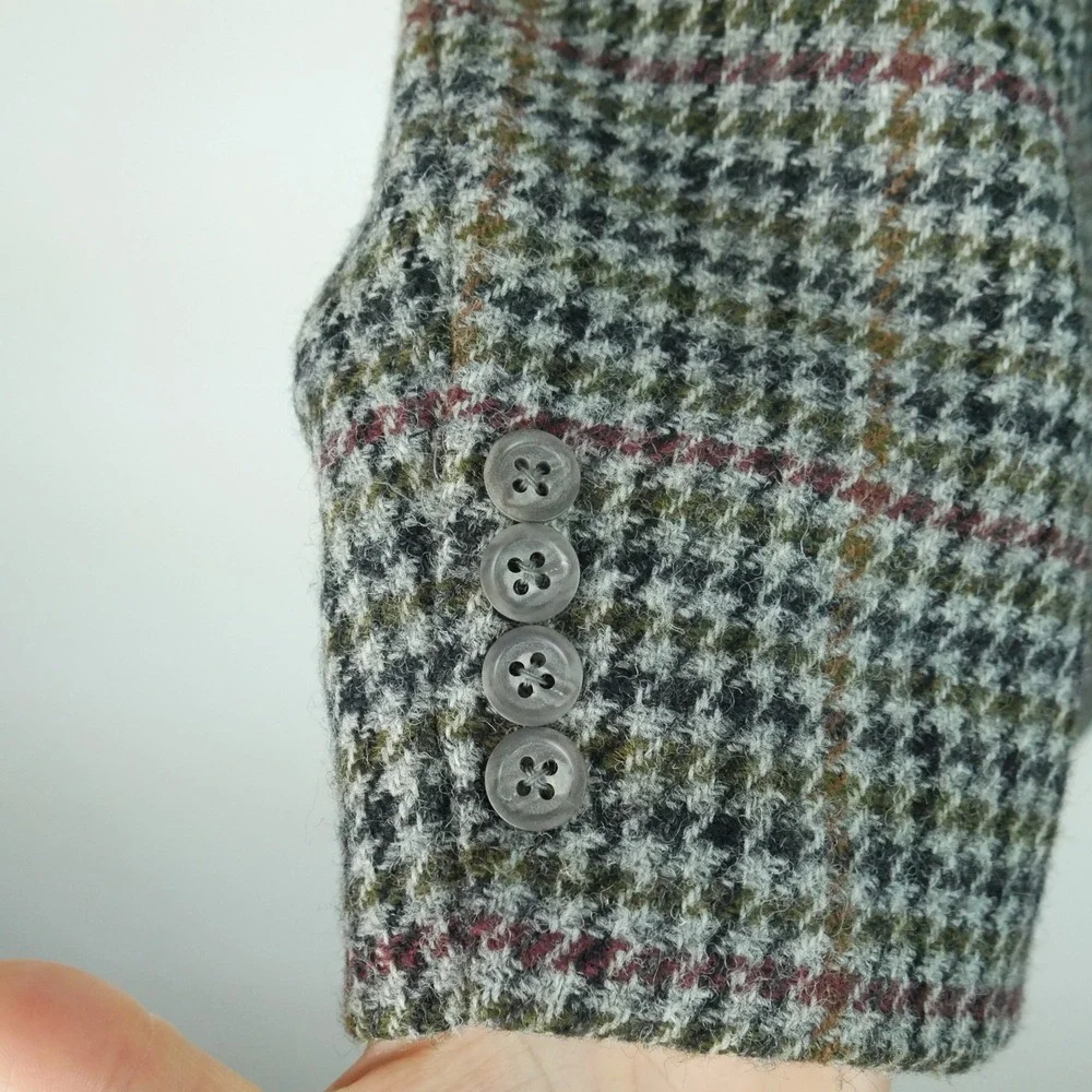 Nordstrom Harris Tweed Mens 44L Wool Blazer Houndstooth Sport Coat Academia