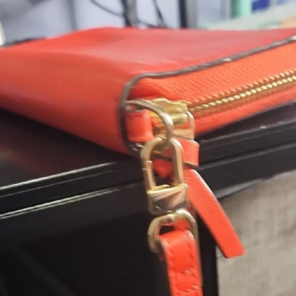 Tory Burch Orange Wristlet with Gold Accent