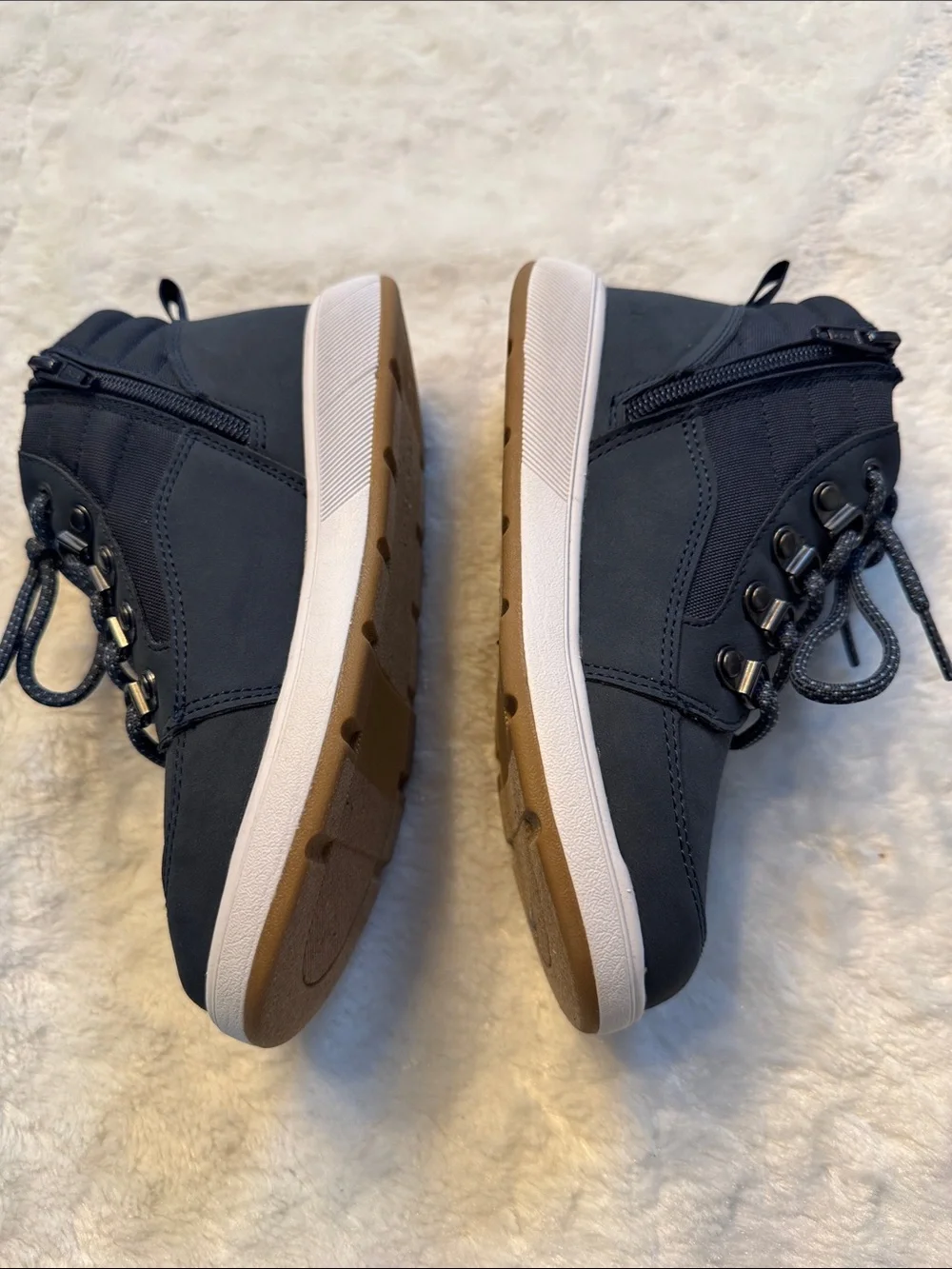 Cat & Jack Boys Gray High Top Sneaker Boots Side Zip Lace Up - EUC