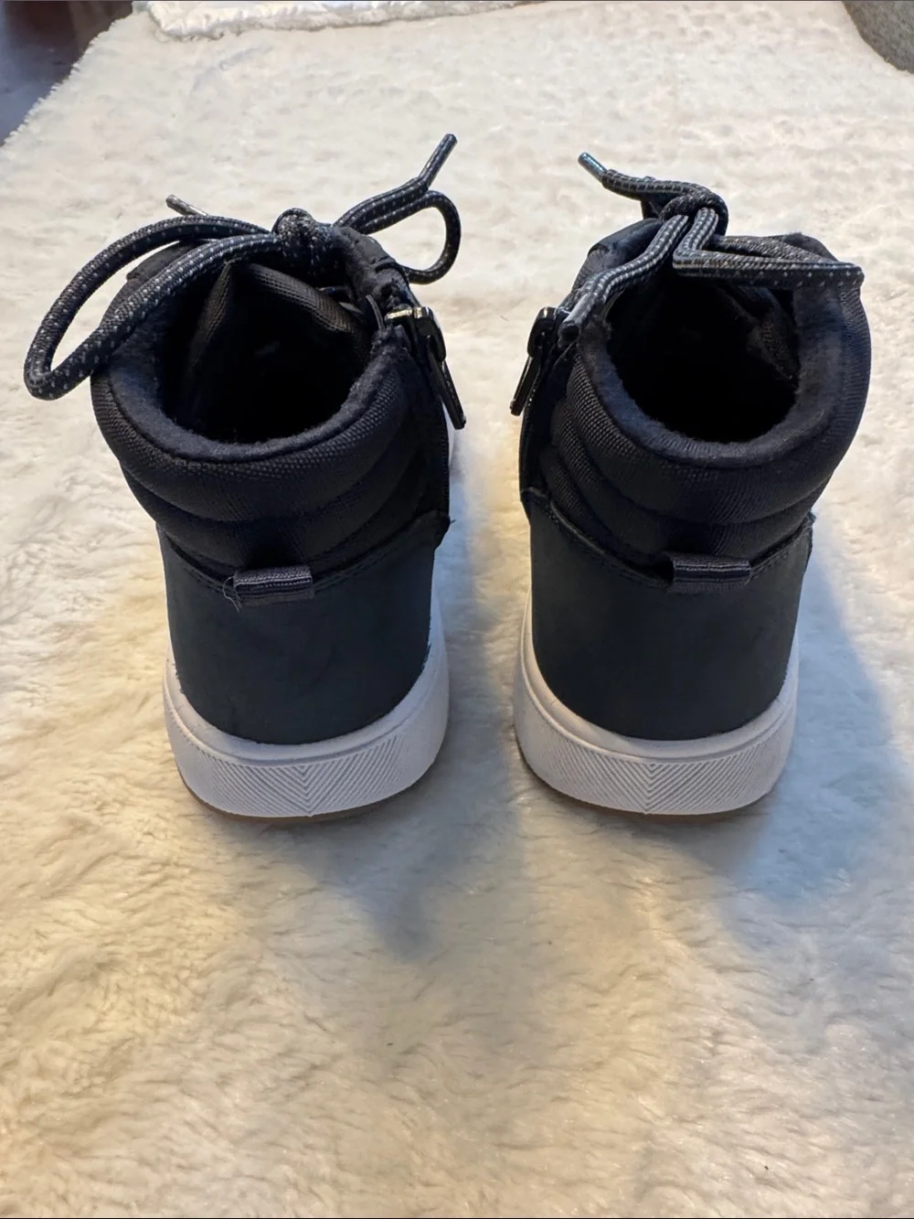 Cat & Jack Boys Gray High Top Sneaker Boots Side Zip Lace Up - EUC
