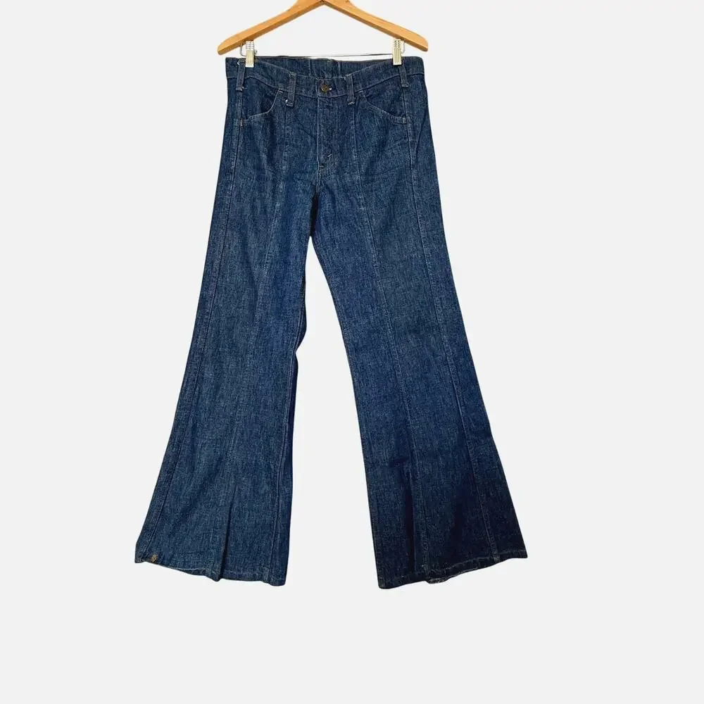 VTG Levis 70s Flare Jeans Mens 32x32 Blue Denim Festival Boho Bell Bottoms 1976