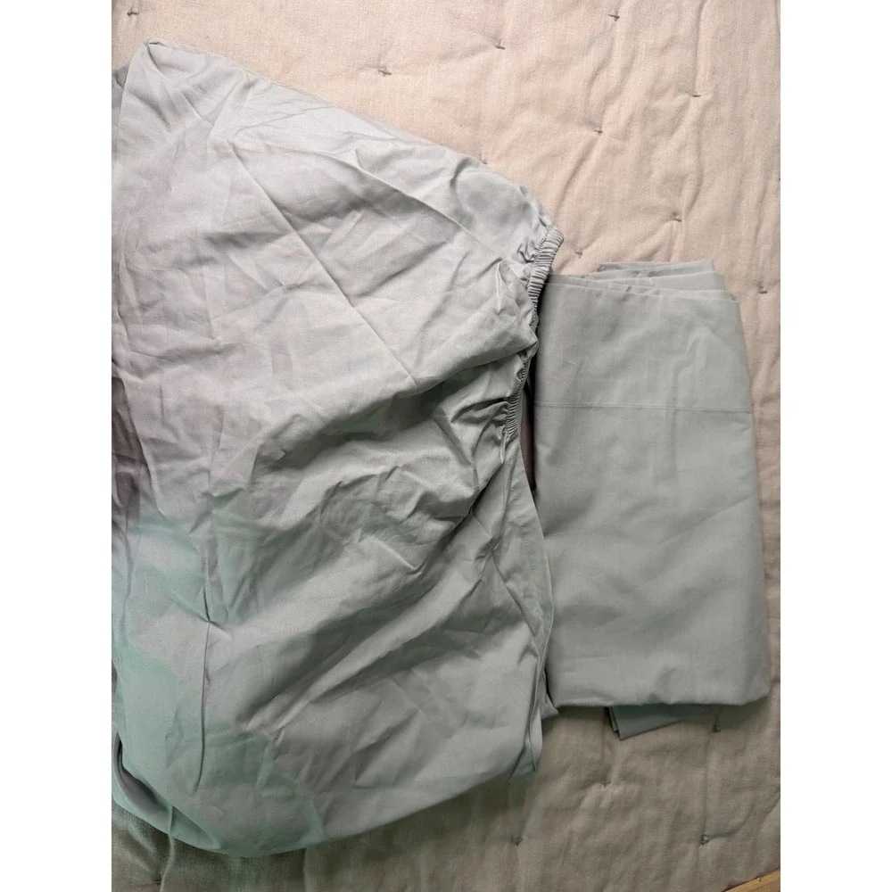 Pottery Barn Kids Organic Cotton Crib Sheet Set Light Gray 2 Piece Nursery