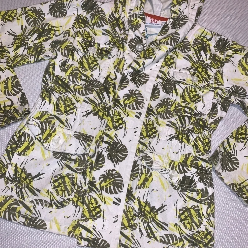 Rockin’ Baby Palm Tree Graphic Hooded Jacket, 100% Cotton, sz 6
