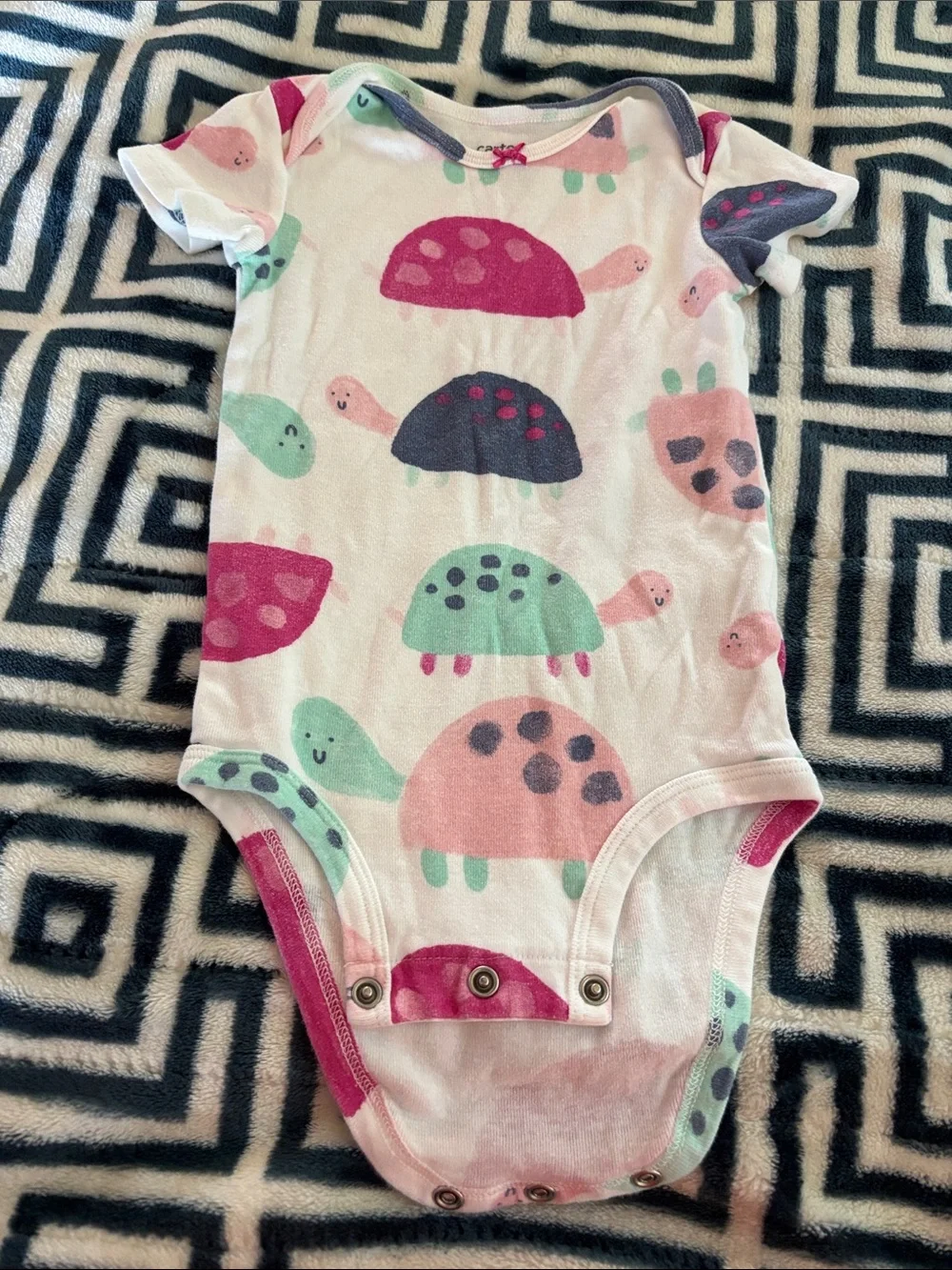 Carter's Pink, Mint & Navy Turtle Print Baby Bodysuit