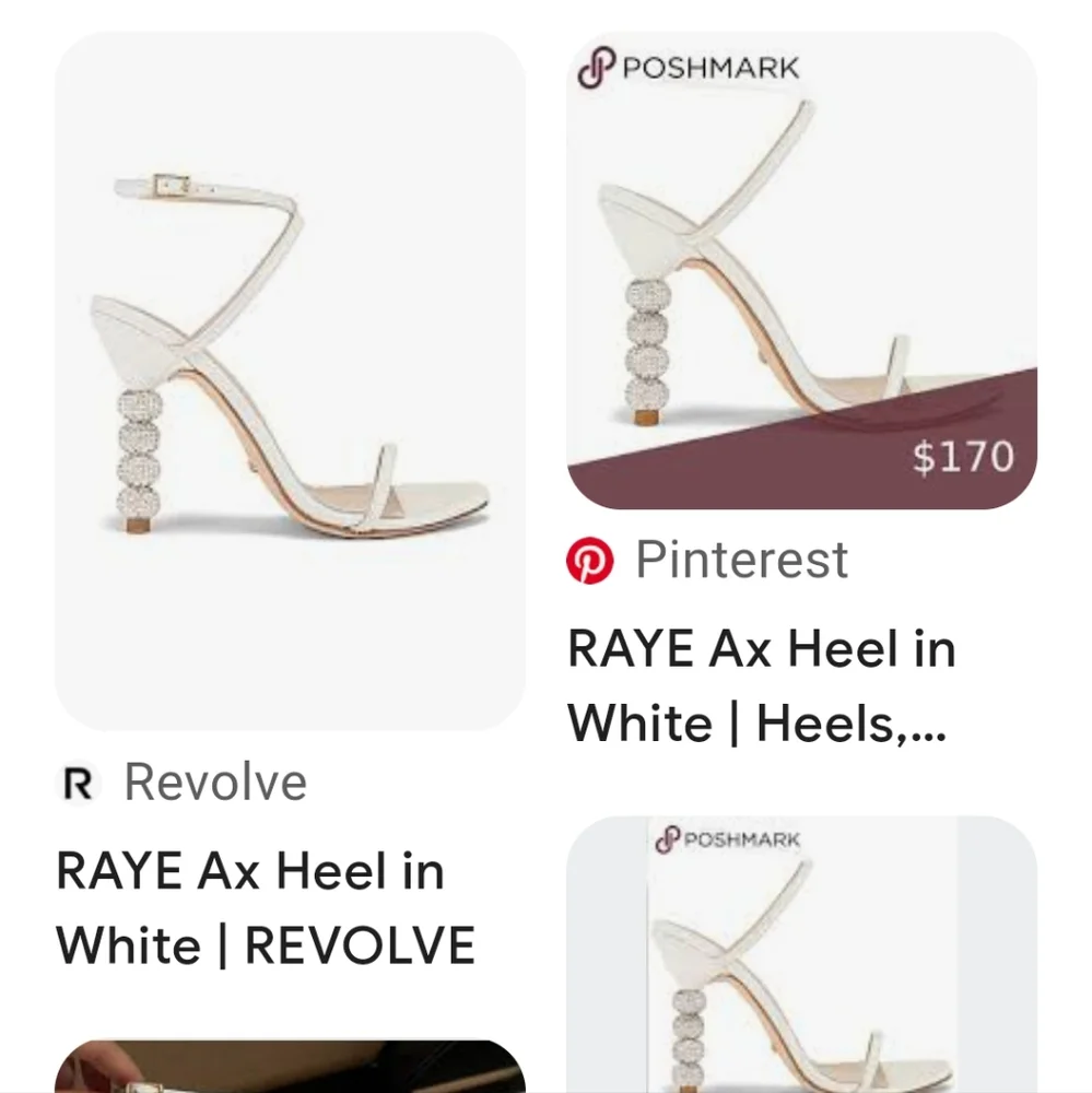 RAYE Leather Crystal Embellished Heels Disco Ball Strappy White Party Sandal 8.5