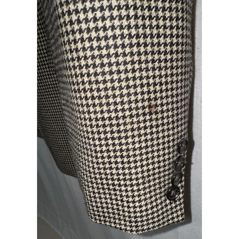 Vtg Ralph Lauren Blazer Men's 44R Brown Houndstooth Wool Coat Suit Jacket
