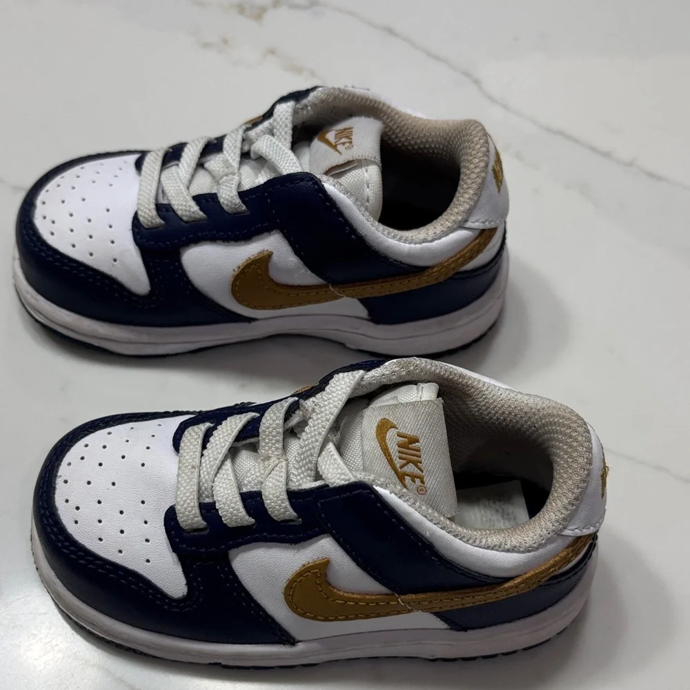 Nike Kids Dunk Low Sneaker - Navy, White & Gold