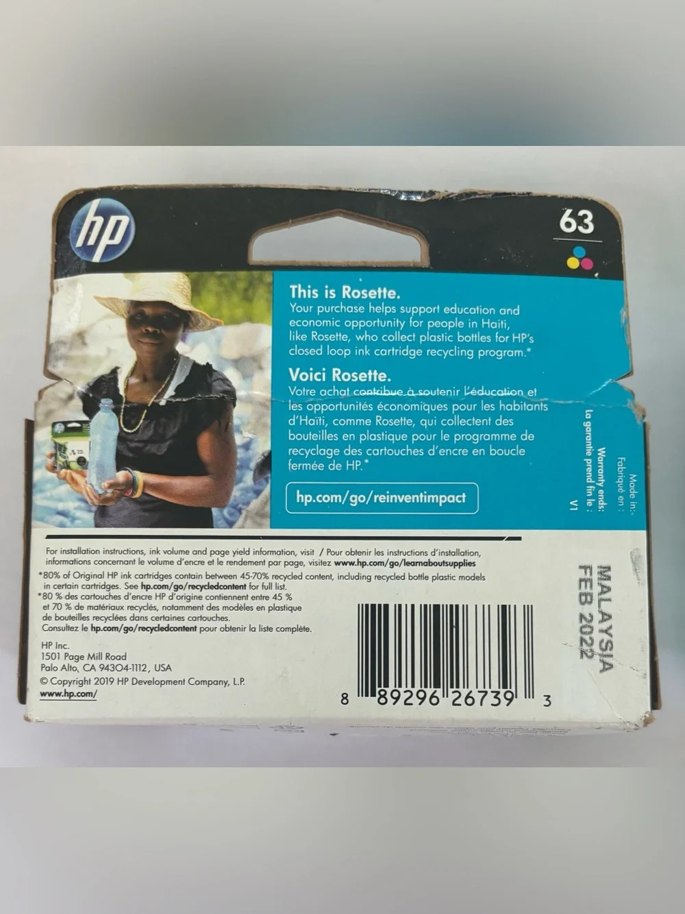 HP 63 tricolor & HP 63 XL color & black NEW NEVER USED 3 packs printer ink