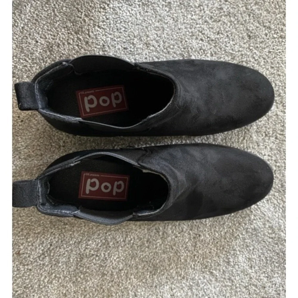 Pop Womens Emmy Block Heel ankle Boots black size 10.5 M New No Box