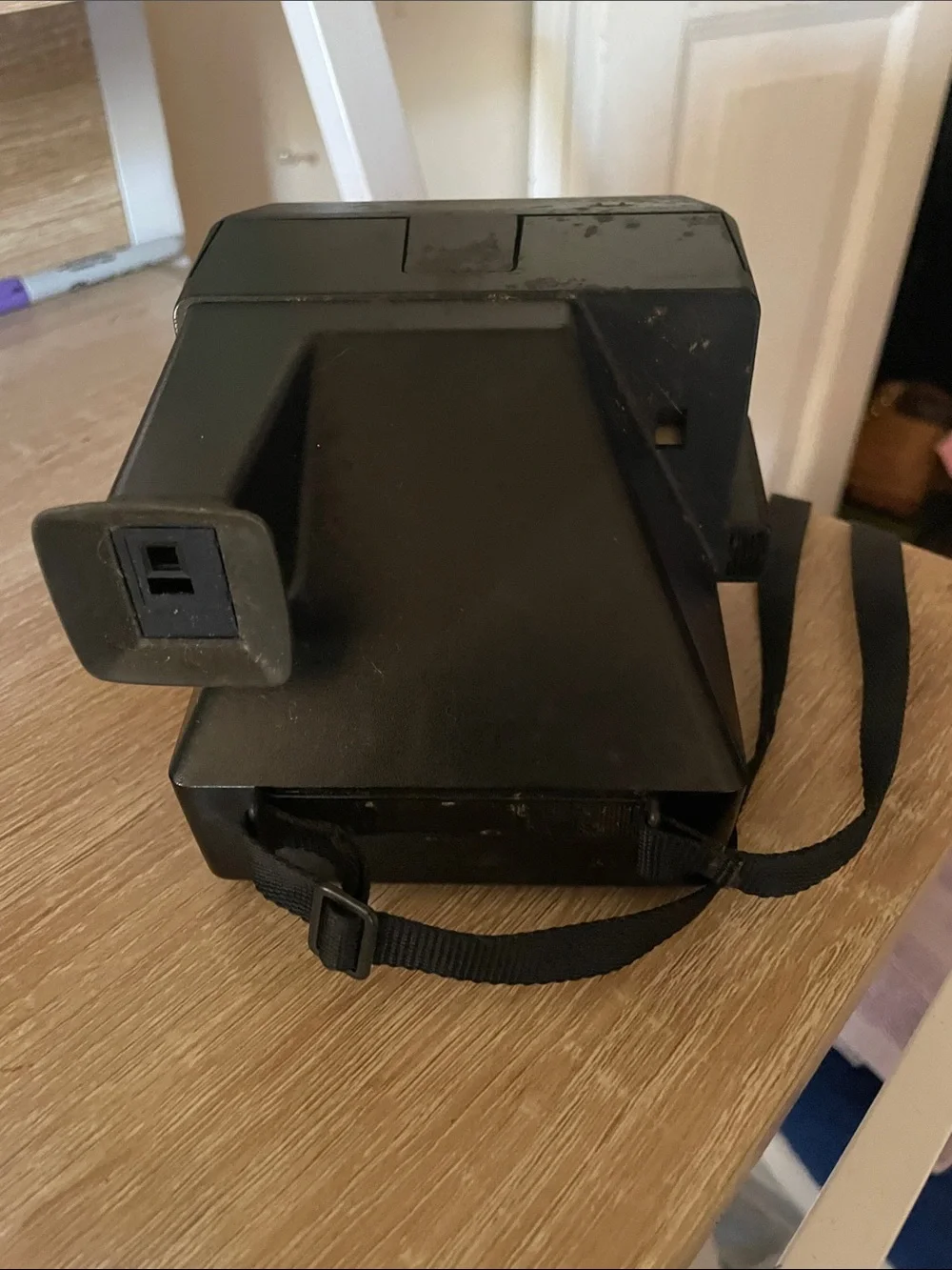 Polaroid Sun 600 LMS Instant Camera - Black & Silver with Color Stripe