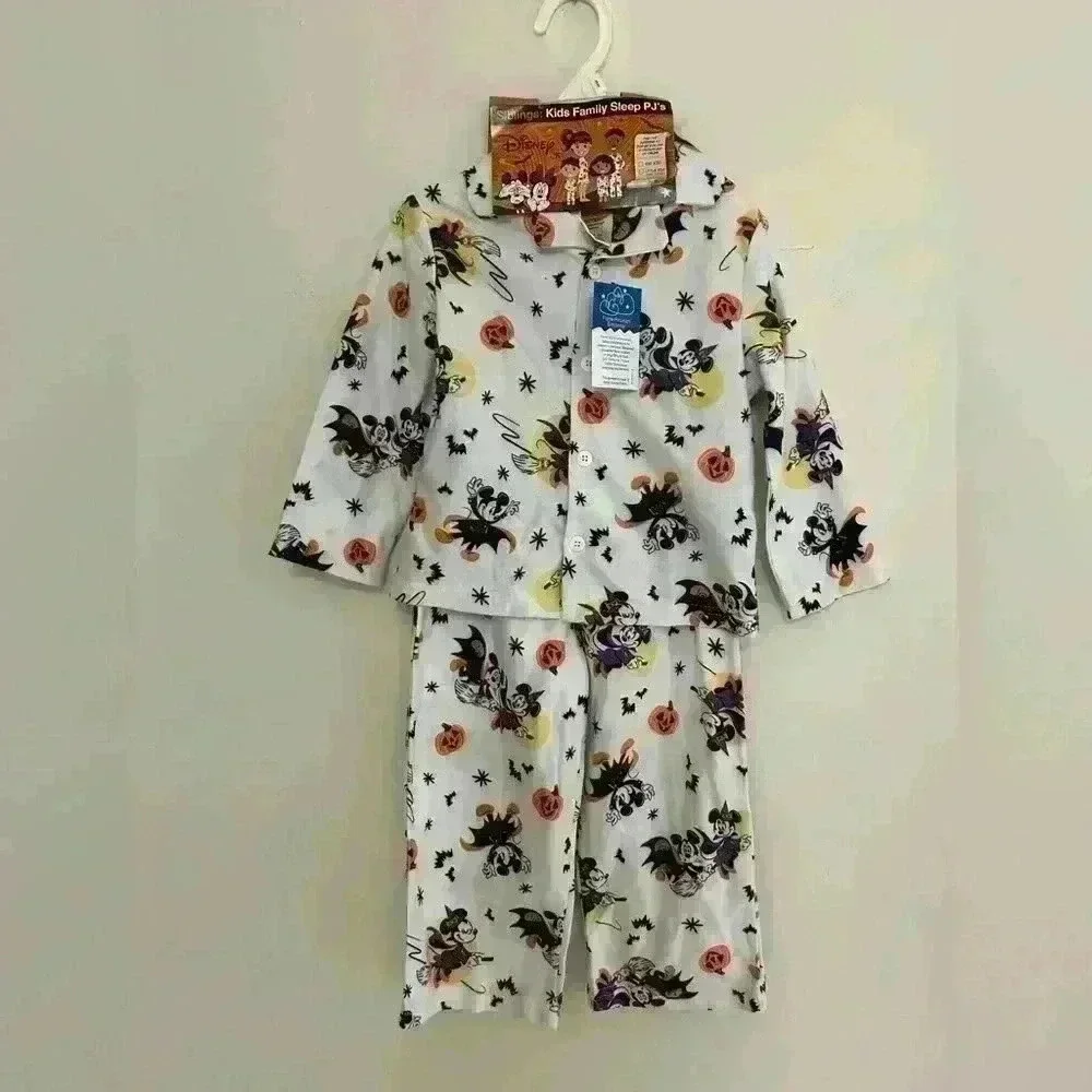 Disney Fleece Long Sleeve Pajama Set Toddler  Mickey Minnie Halloween Size 3T