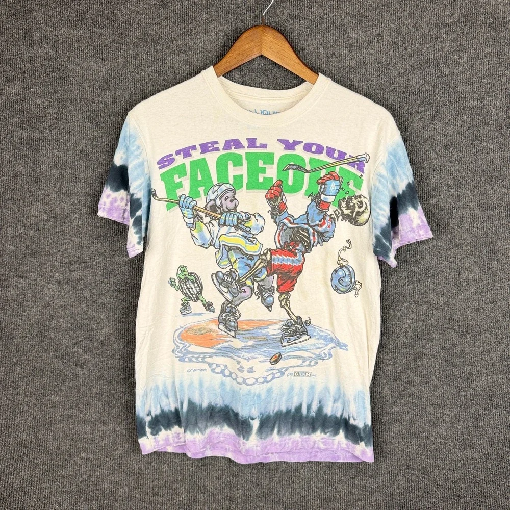 Liquid Blue Grateful Dead Steal Your Faceoff Hockey Tie Dye T Shirt M Vintage