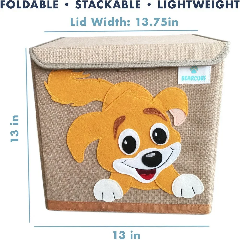 NWT Bearcubs Toy Box - Folding Canvas Small Cube Toy Chest for Toy Storage NEW
