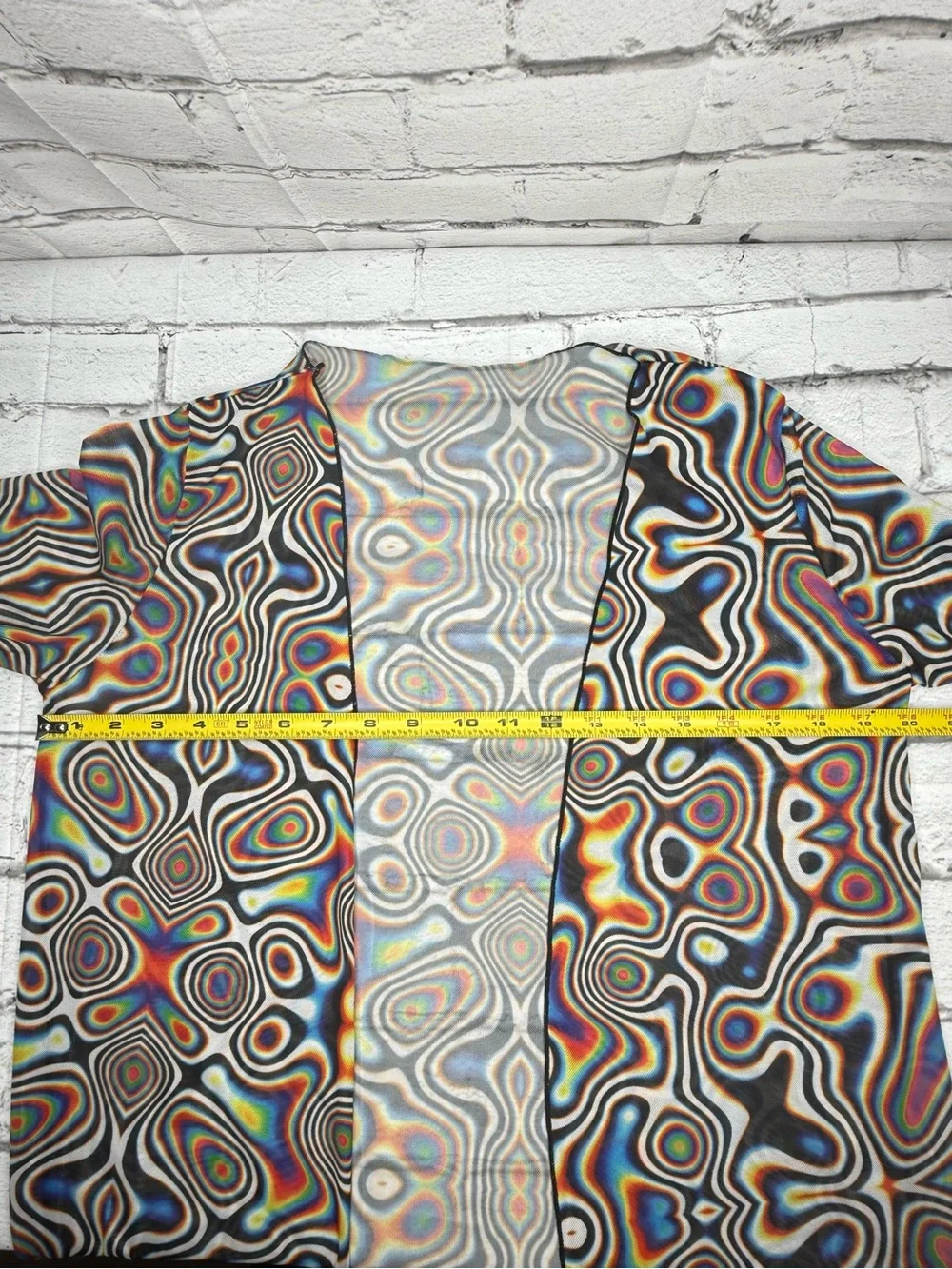 Flare Sleeve Long Mesh Duster Cardigan XS Psychedelic Indie Hippie 70s Cover Up