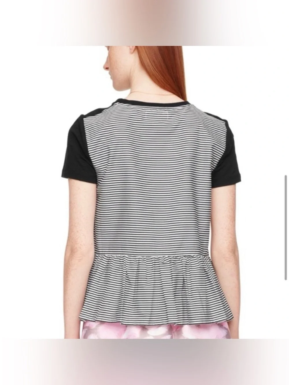 Kate Spade Broome Street Striped Black & White Peplum Top