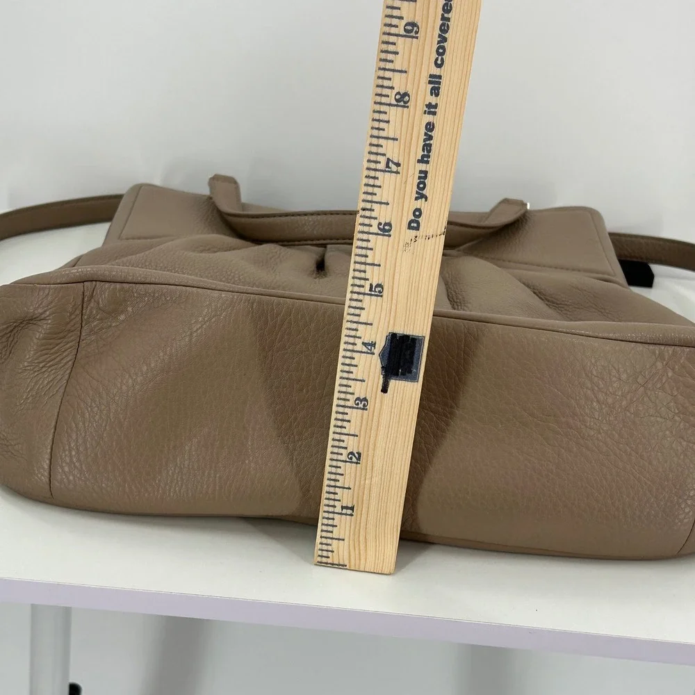 Kate Spade New York Pebbled Leather Bow Satchel Crossbody Taupe Bag