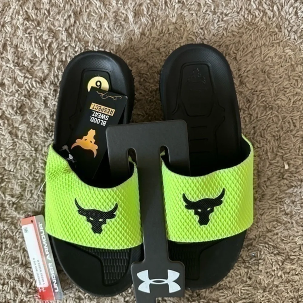 Under Armour UA Project Rock Slides 2.0 Volt Green Black Michelin Wild Gripper