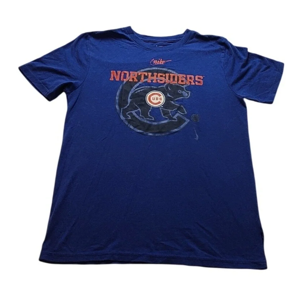 Nike Chicago Cubs Northsiders Blue Graphic T-Shirt Kids Large 14/16 MLB Baseball