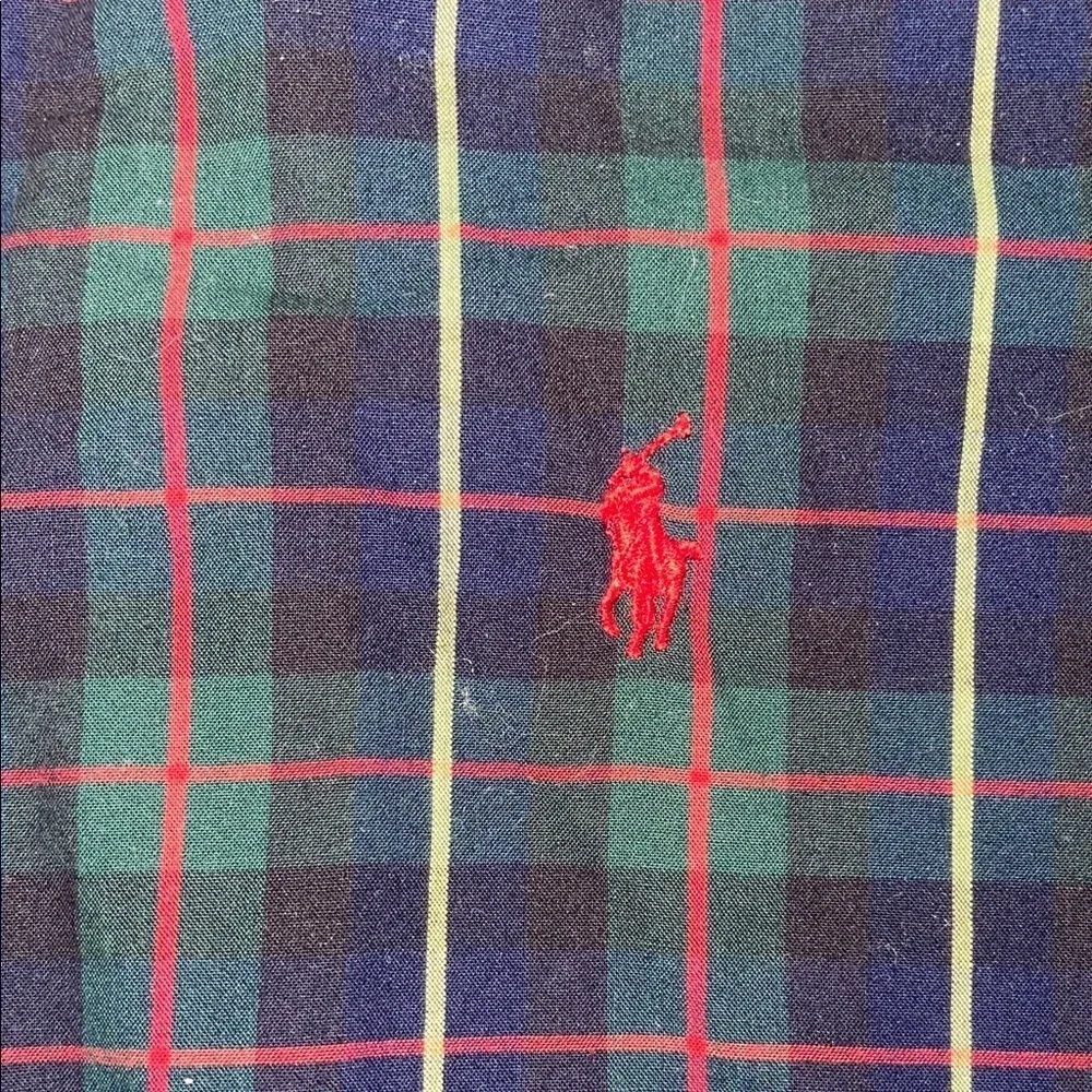 Polo by Ralph Lauren Men's Checkered Shirt - navy and Green xl 100% cotton