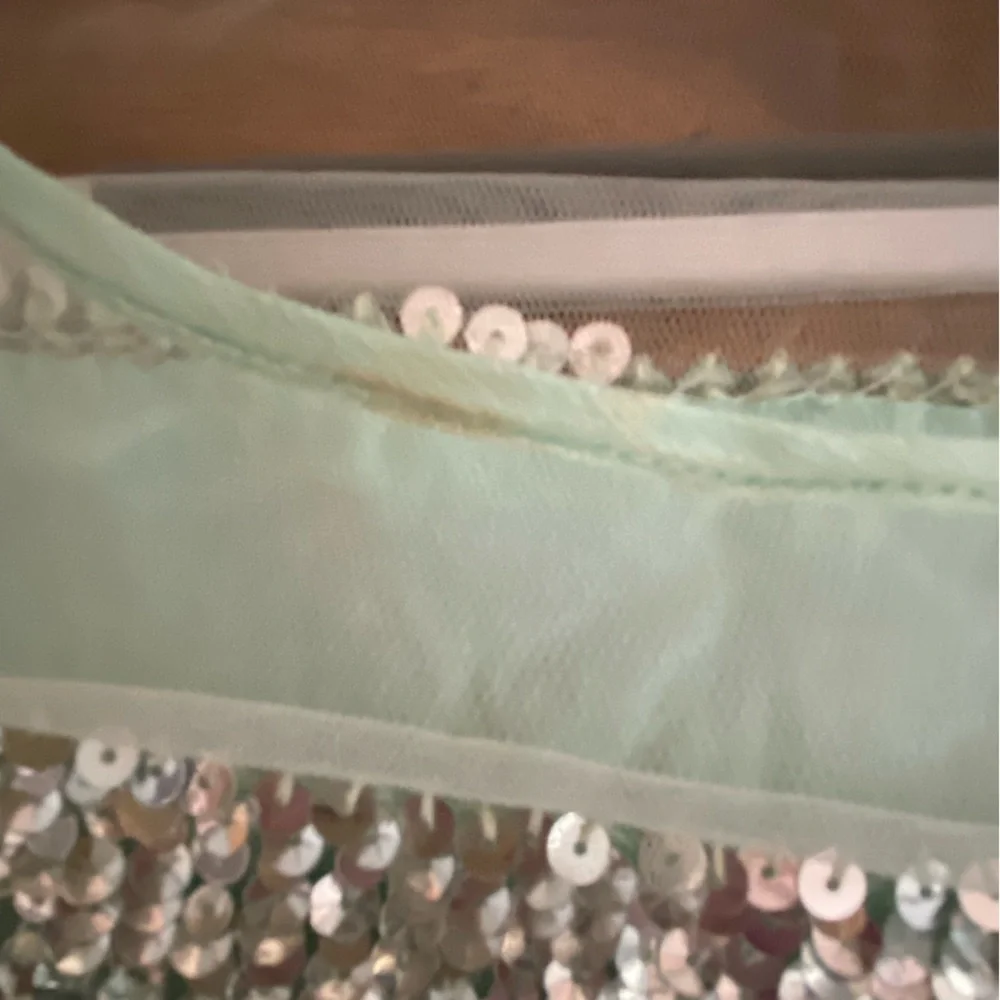 Renzo + Kai sequin mesh illusion tank size XS Mint Green
