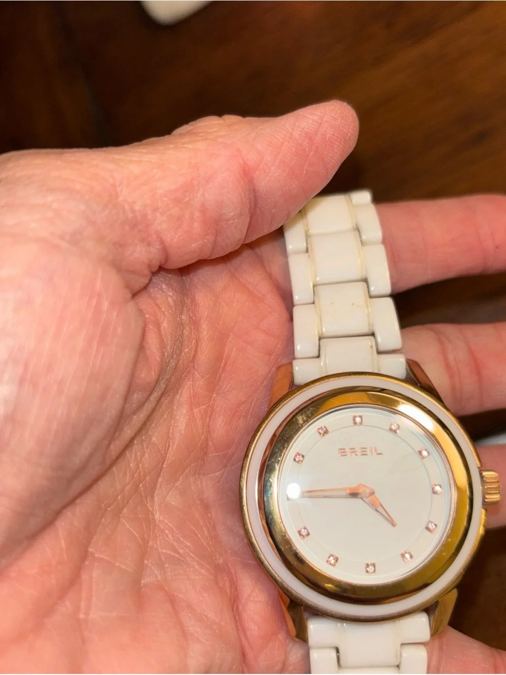 Elegant Breil Orchestra Watch: Rose Gold Steel, White Ceramic, Swarovski Markers