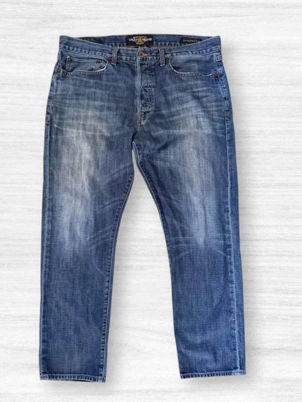 ucky Brand 121 Heritage Slim Jeans Mens 36x30 Medium Wash Button Fly Denim