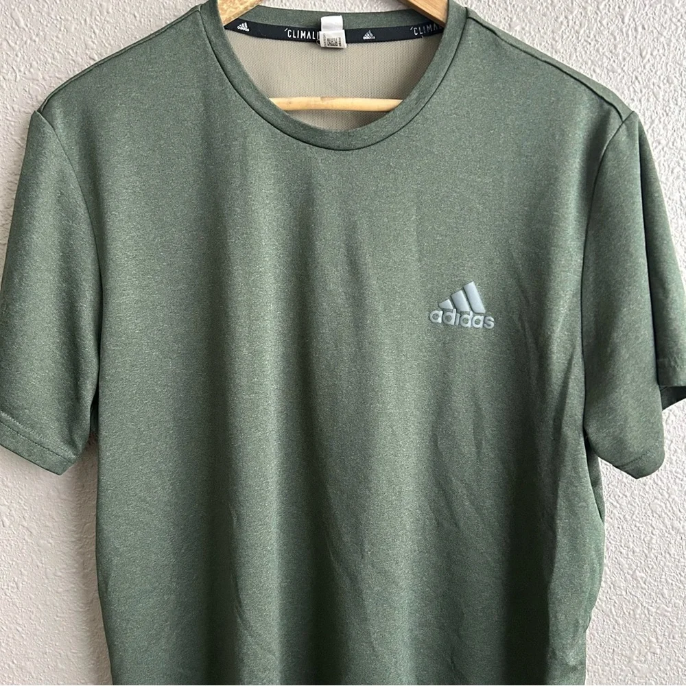 Adidas Heather Green Climalite Athletic Short Sleeve Performance Stretch T-Shirt