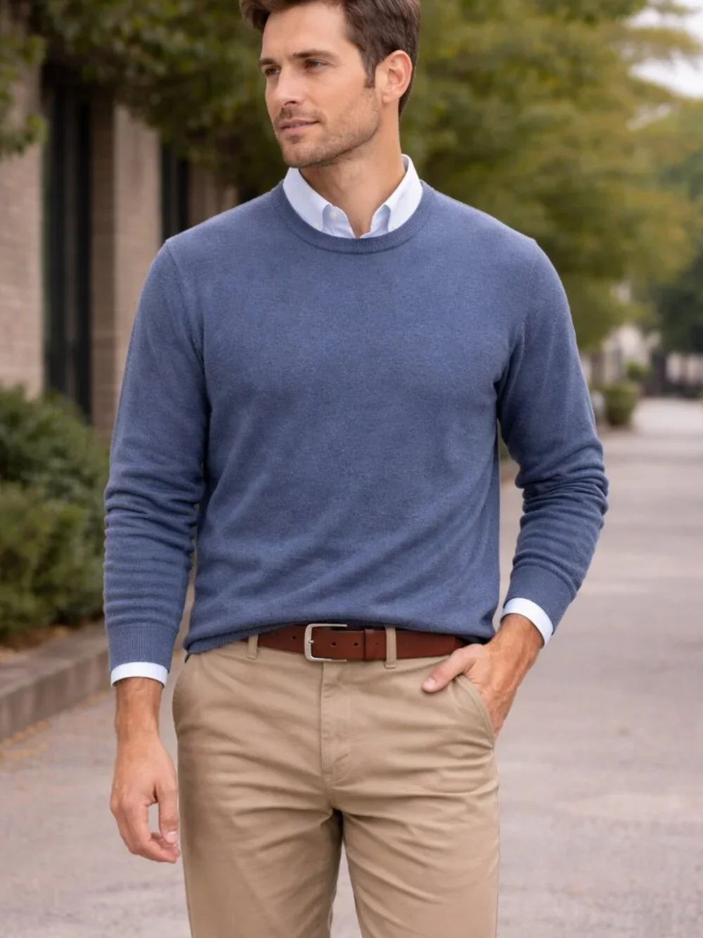 J.Crew Mens Cotton Crewneck Sweater‎ Blue H6060 Small NWT