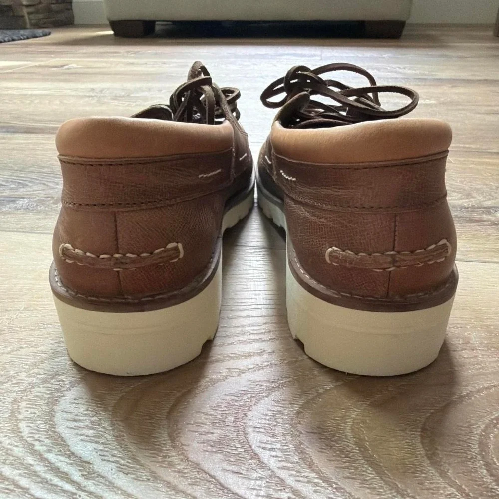 Sperry Authentic Original Lug Sole Slip On Boat Shoes Brown Leather Tan Sz 8.5