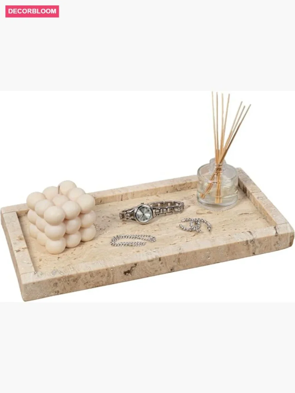 12x6 Luxe Stone Marble Vanity Tray for Storage and Decor