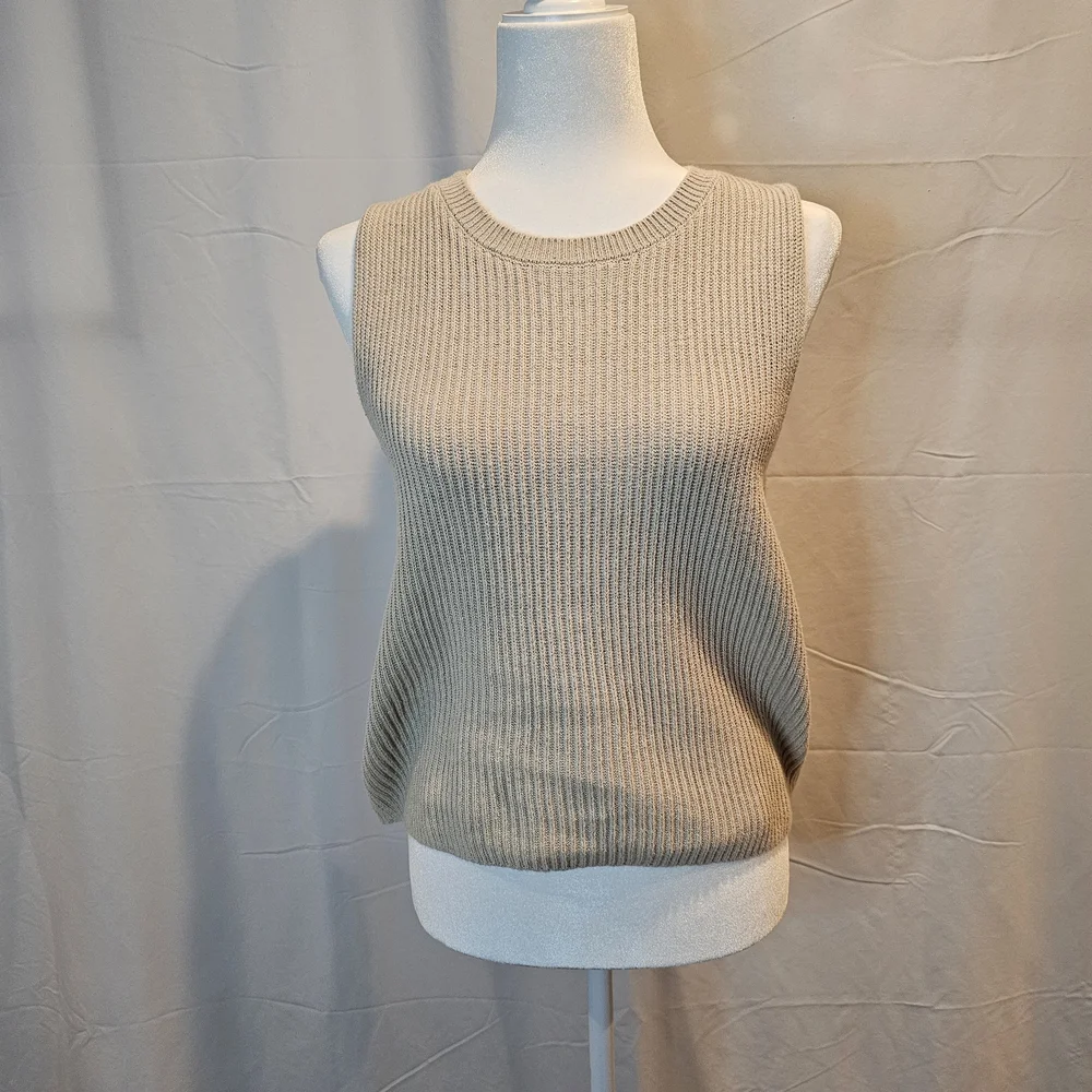 J. Crew Beige Sleeveless‎ Knit Sweater, Size Small
