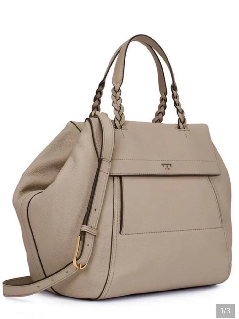 Tory Burch Half Moon Satchel French Gray IMMACULATE