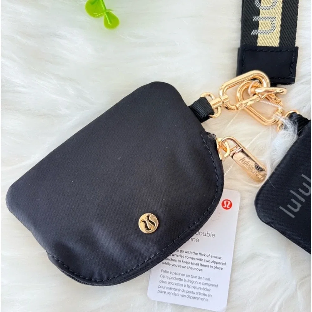 Lululemon Dual Pouch‎ Wristlet in Black & Gold