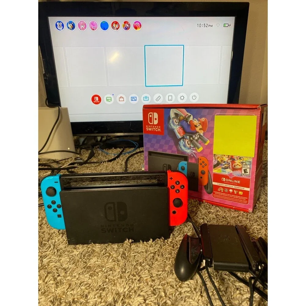 Nintendo Switch 1 neon Red Blue 32GB Handheld Console + Dock Complete In Box
