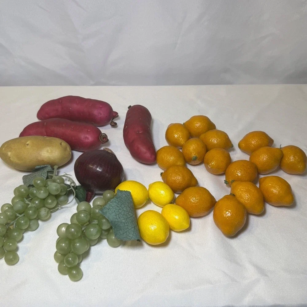 24pc‎ Artificial Fruit Vegetable Lot Realistic Faux Food Kitchen Decor Basket