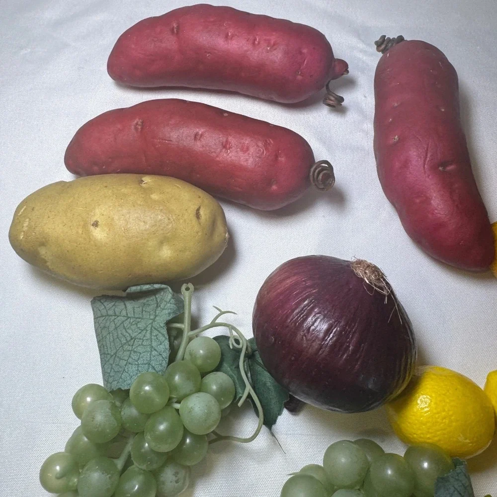 24pc‎ Artificial Fruit Vegetable Lot Realistic Faux Food Kitchen Decor Basket