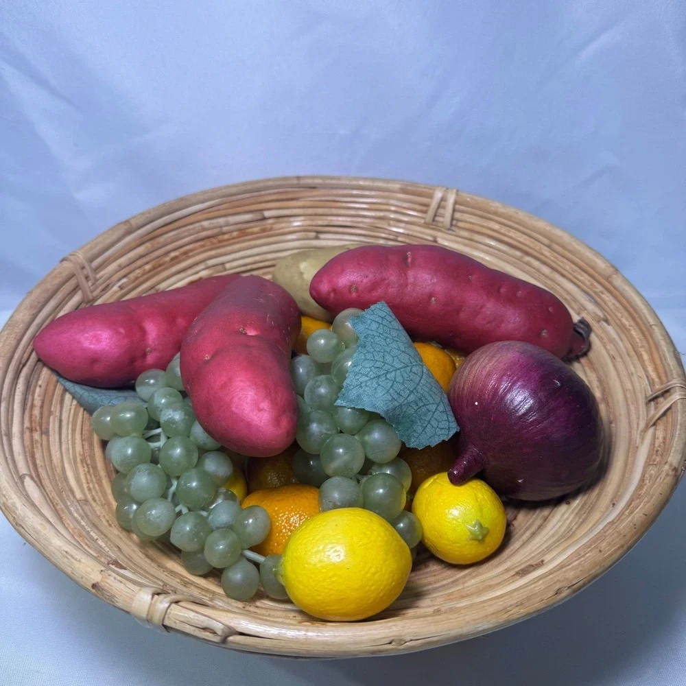 24pc‎ Artificial Fruit Vegetable Lot Realistic Faux Food Kitchen Decor Basket