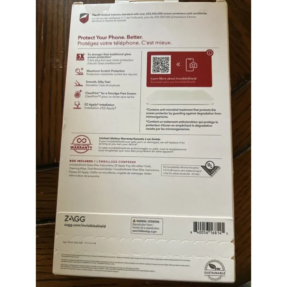 Zagg Invisible Shield Glass Screen Protection iPhone 14 Plus & Pro Max New