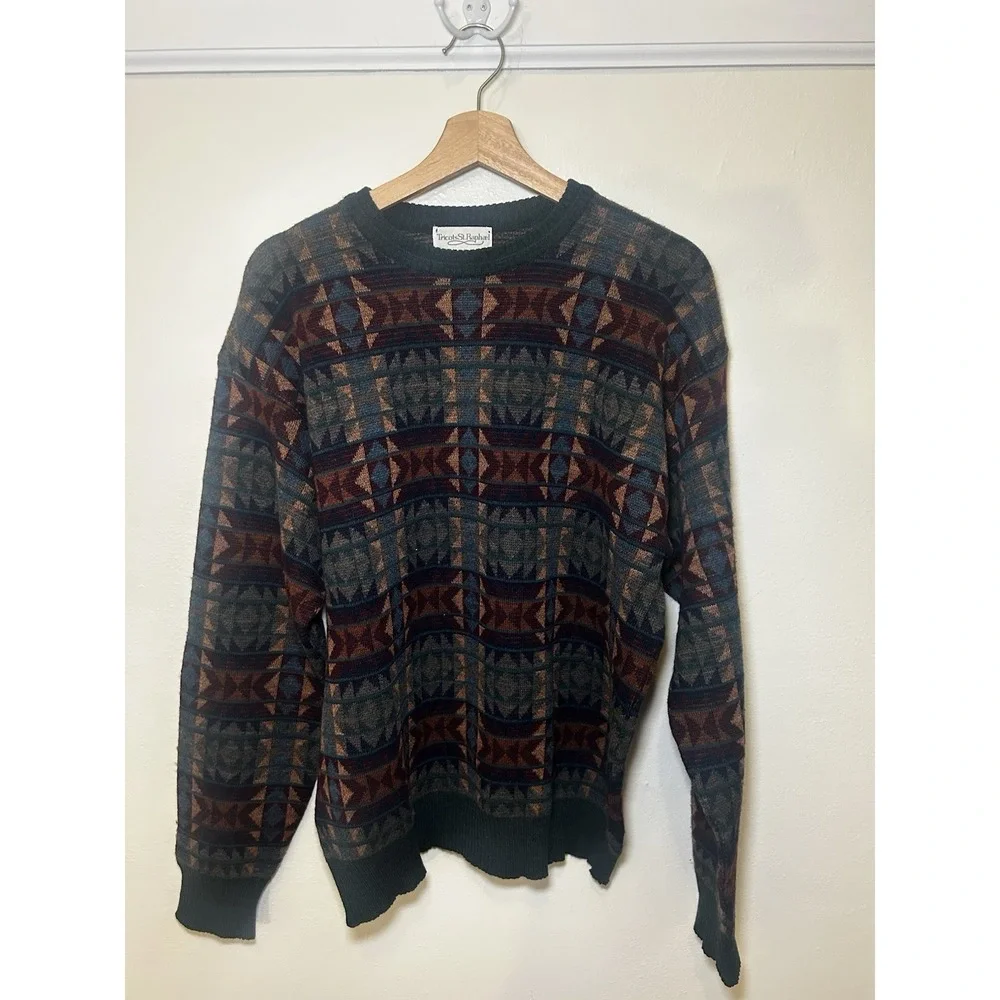 Vintage 1980s‎ Tricots St. Raphael For Bloomingdale's Wool Geometric Sweater