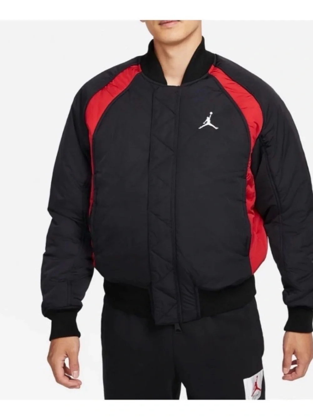 Jordan Black and Red Padded Bomber Jacket