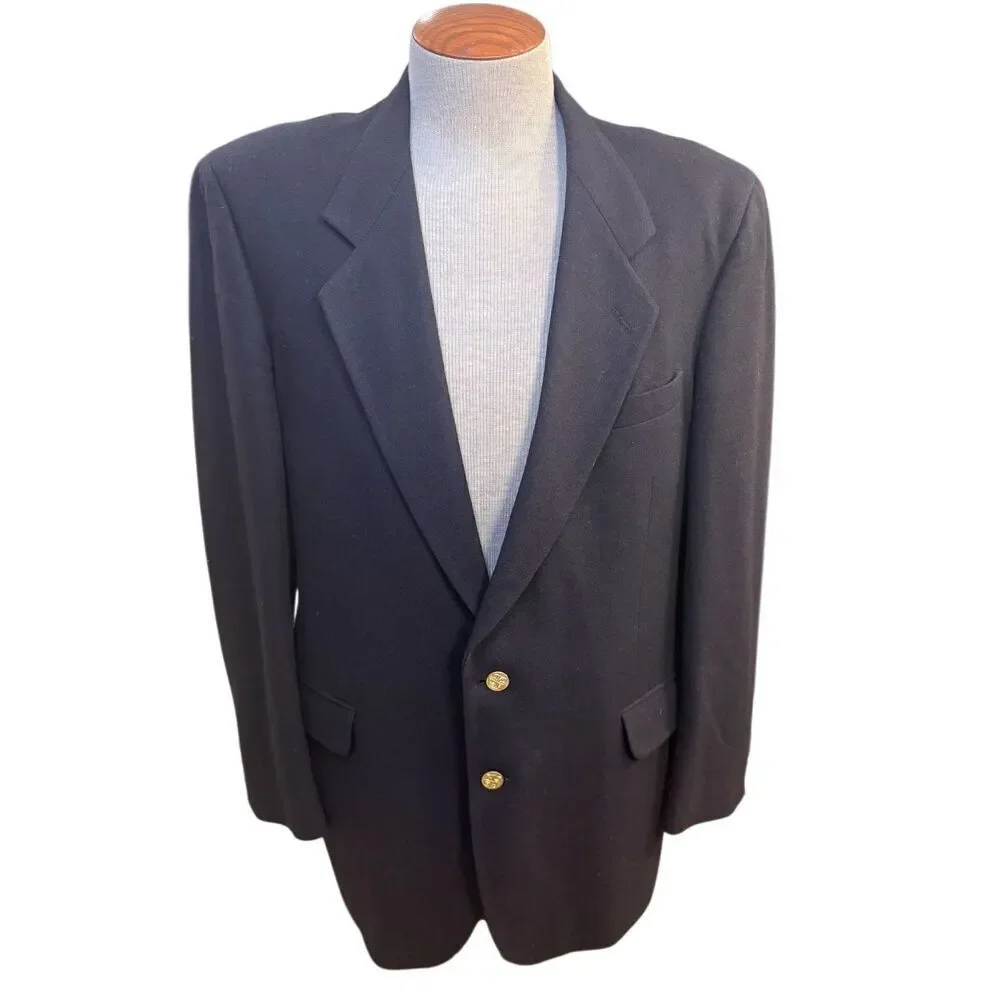 Antonio Parillo Cashmere/Wool Sport Coat Blazer 44L Vtg Gold Buttons Italy