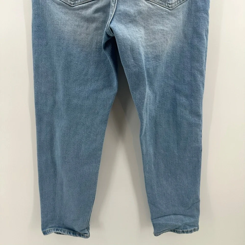 Old Navy O.G. Straight Jeans Girls 12 Blue Denim High-Rise Button Fly Distressed