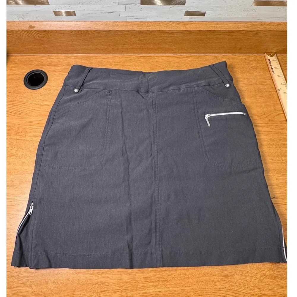 Women's Golf Skort Size 12‎ Gray Athletic Zipper Pockets GG Blue